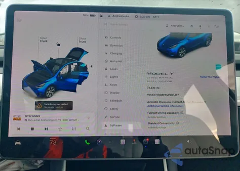 2021 Tesla Model Y z USA, uszkodzony, nr VIN 5YJYGDEE5MF071437